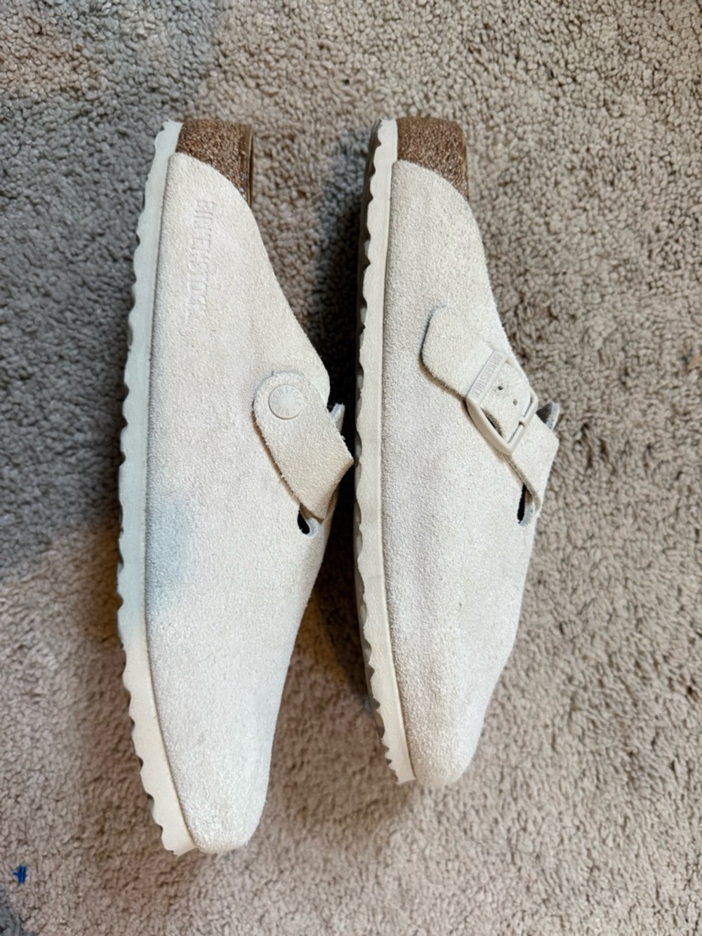 Birkenstock Suede Slip-On Clogs in Off-White - Picture 4 of 7